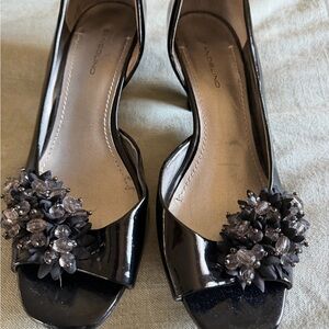 Bandolino Black Heels with Floral Accents